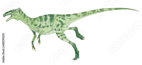 小型肉食恐竜ノアサウルスの想像図 風変わりな風貌を持つ。