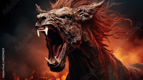angry monster horse background wallpaper AI generated image photo