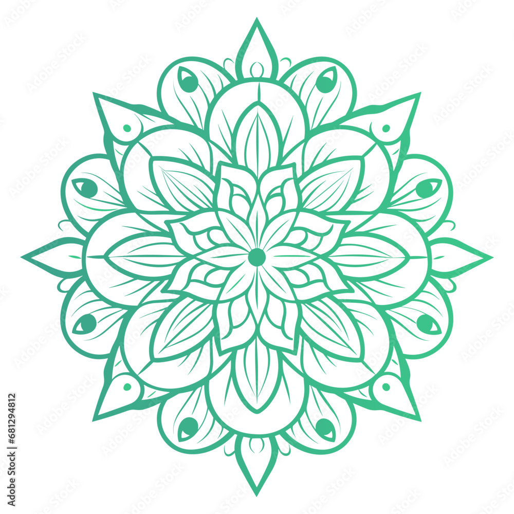 Doodle Flower Mandala vector isolated on a white background, abstract outline mandala icon