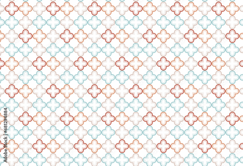 Naklejka premium モロッカンな四つ葉のパターン柄の背景イラスト 