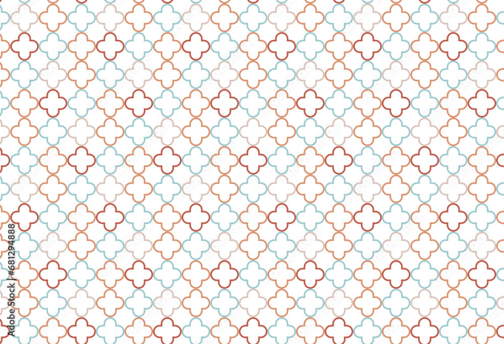 Fototapeta premium モロッコ風の四つ葉のパターン柄の背景イラスト 