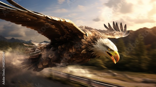 high speed eagle background wallpaper AI generated image photo