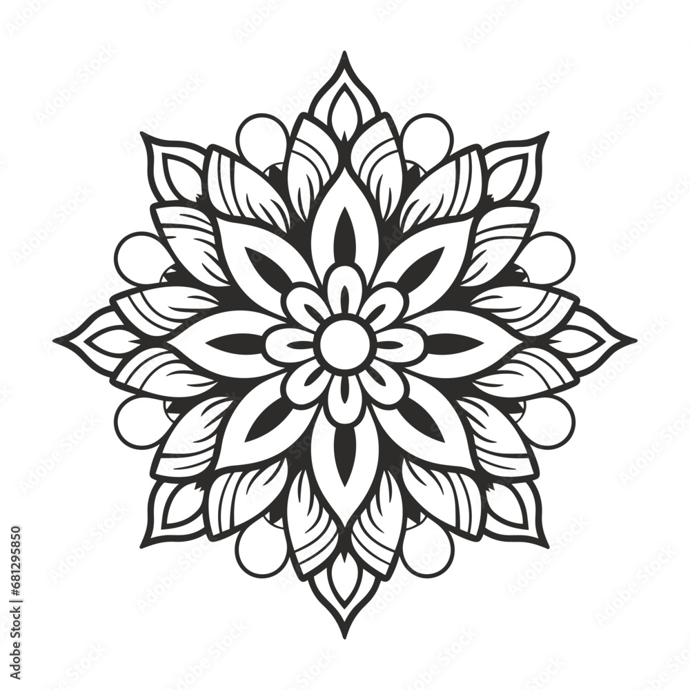 Doodle zentangle mandala vector isolated on a white background, abstract outline floral mandala Doodle zentangle mandala vector isolated on a white background, abstract outline floral mandala