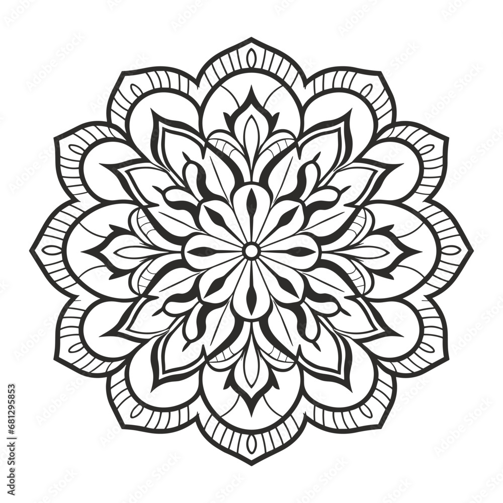 Doodle zentangle mandala vector isolated on a white background, abstract outline floral mandala Doodle zentangle mandala vector isolated on a white background, abstract outline floral mandala