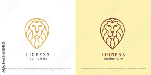 Leinwand Poster Lion head logo design illustration