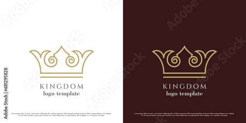 Queen crown logo design illustration. Line art beauty crown king queen fairy diamond authority award crest kingdom power elegance. Flat icon symbol simple minimalist elegant glamor luxury majestic.