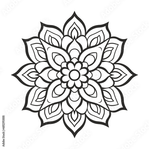 Doodle zentangle mandala vector isolated on a white background  abstract outline floral mandala