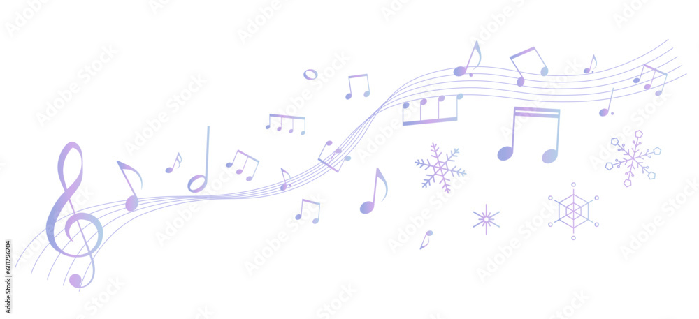 遠近感のある冬をイメージした楽譜のフレームイラスト 五線譜 背景イラスト 音符、音楽記号のイラスト 遠近感のある冬をイメージした楽譜のフレームイラスト 五線譜 背景イラスト 音符、音楽記号のイラスト