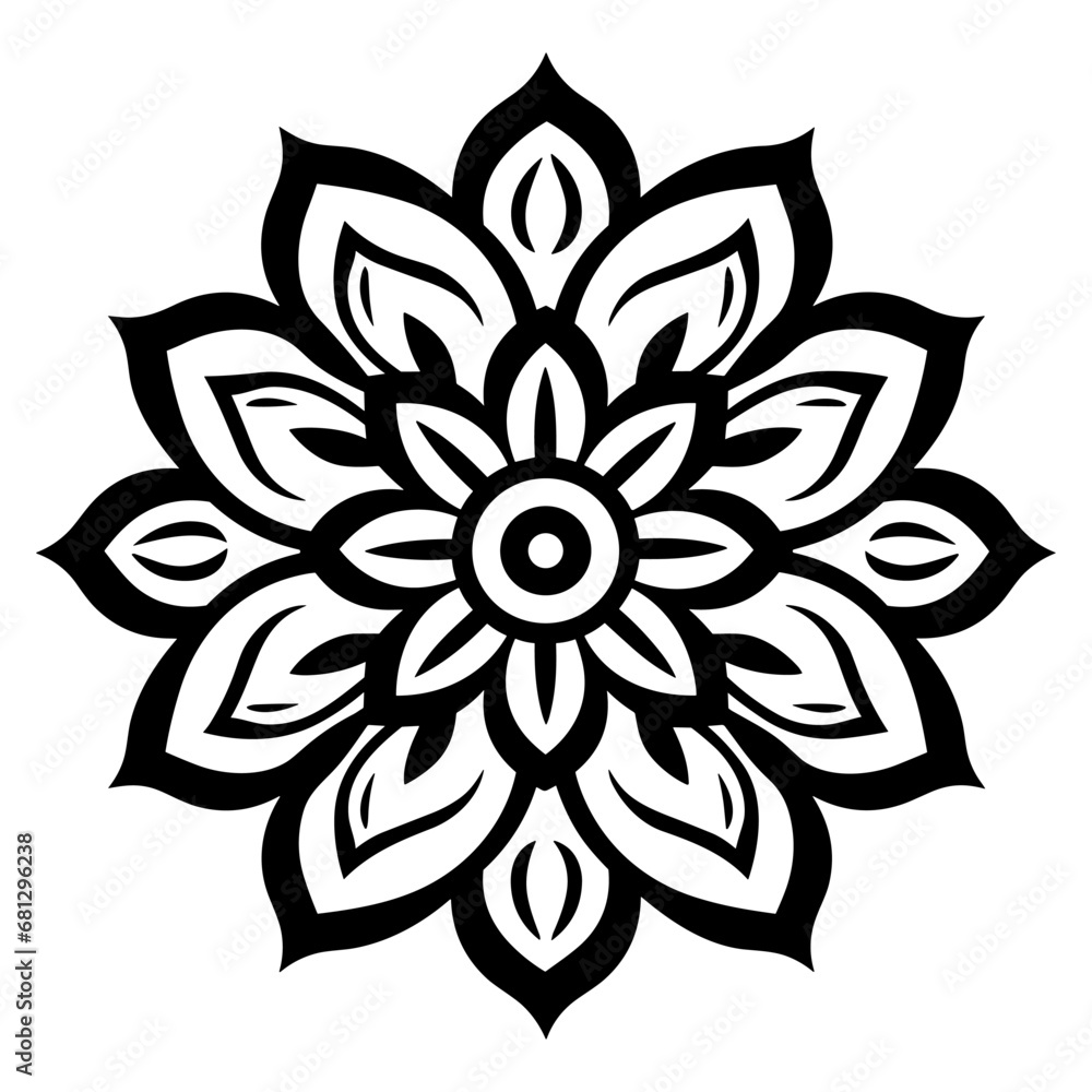 Monochrome ethnic Mandala vector isolated on a white background, abstract outline floral mandala Monochrome ethnic Mandala vector isolated on a white background, abstract outline floral mandala