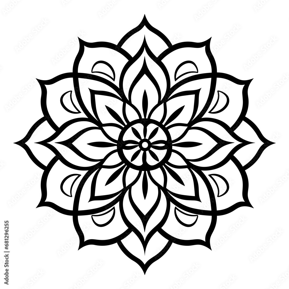 Monochrome ethnic Mandala vector isolated on a white background, abstract outline floral mandala Monochrome ethnic Mandala vector isolated on a white background, abstract outline floral mandala
