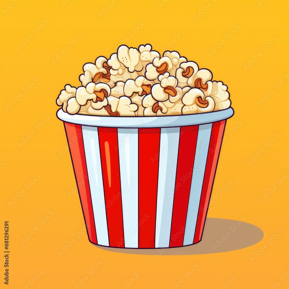 Popcorn bucket icon illustration, AI generated Image