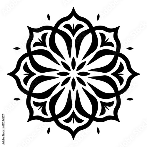 Monochrome ethnic Mandala vector isolated on a white background, abstract outline floral mandala