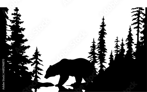 Bear On the forest vector silhouette  bear vector silhouette  bear icon vector