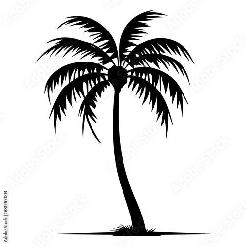Coconut tree vector silhouette illustration black color  coconut tree icon vector