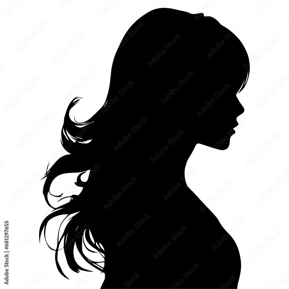 Woman Hair vector silhouette illustration black color