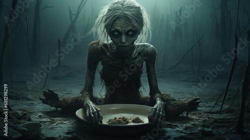 starving people background wallpaper ai generated photo