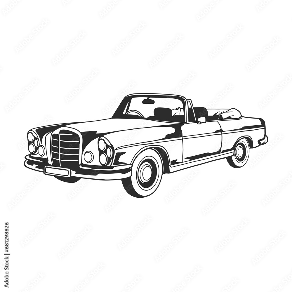 Naklejka premium Outline illustration design of a vintage car 48