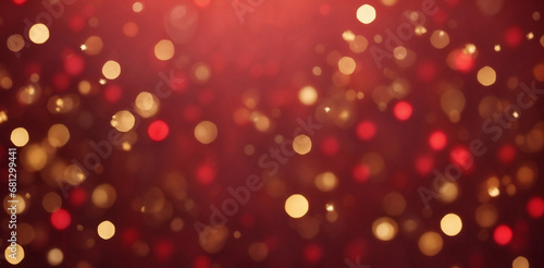 Red and gold bokeh lights with red background