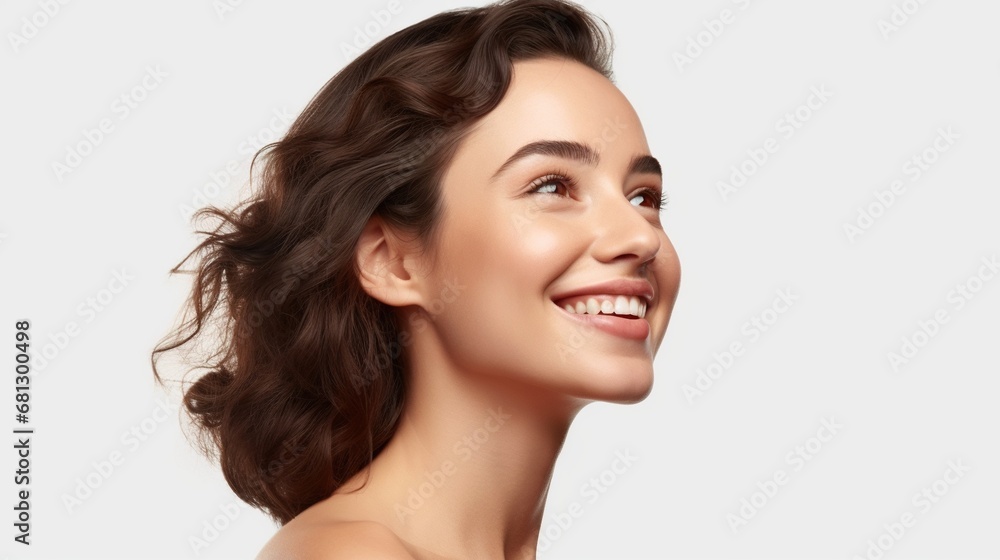 Portrait of an attractive smiling woman , skincare model Portrait of an attractive smiling woman , skincare model