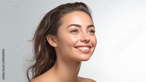 Portrait of an attractive smiling woman , skincare model 