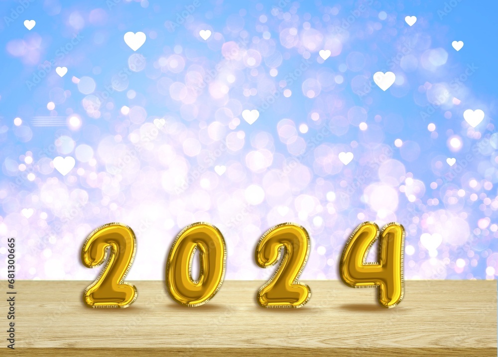 2024 number with lights for new year concept 2024 number with lights for new year concept