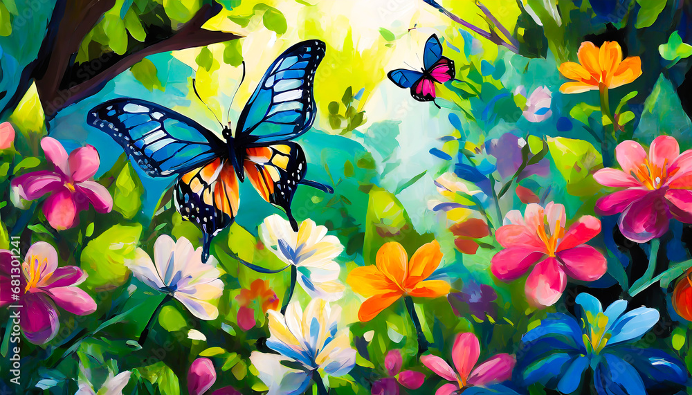 Butterfly garden in gouache Butterfly garden in gouache