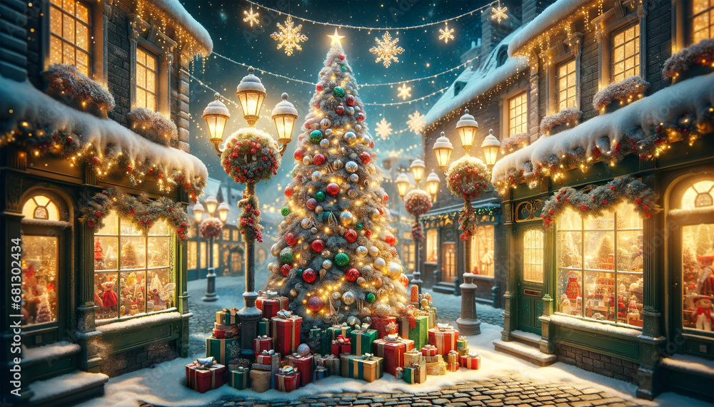 クリスマスの街並み/Christmas streetscape/Generative AI	