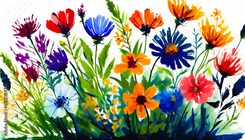 Colourful Wildflowers in gouache © Vincent Goh
