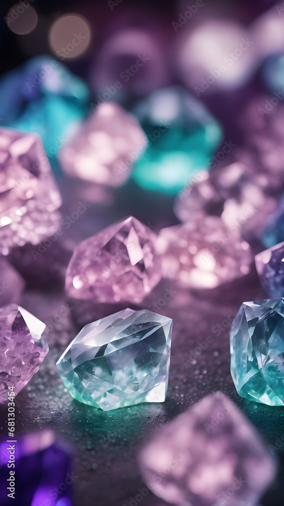 blue and pink crystal or set of gemstones. blue and pink crystal or set of gemstones.