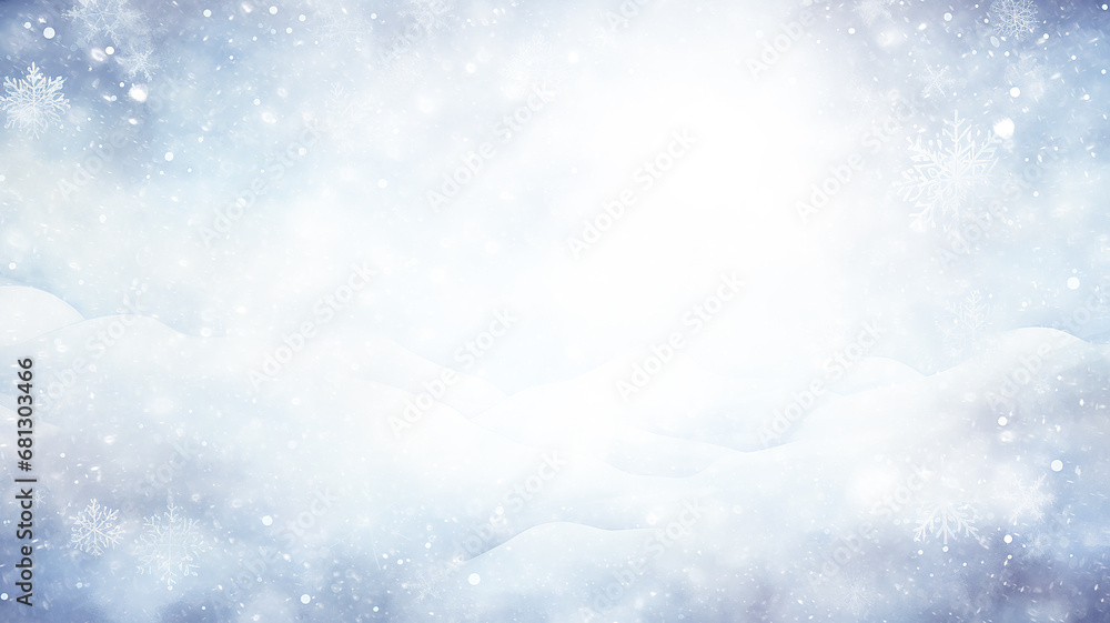 white background, snow blurred, snowflakes empty copy space, blank winter christmas letter postcard design