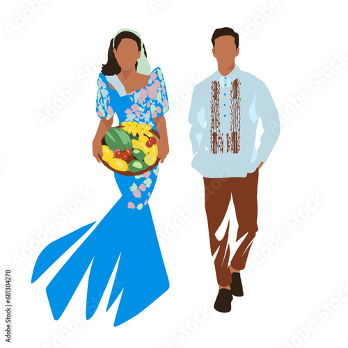Baro't Saya Splendor: Vector Art Celebrating the Elegance of Traditional Filipino Dress
