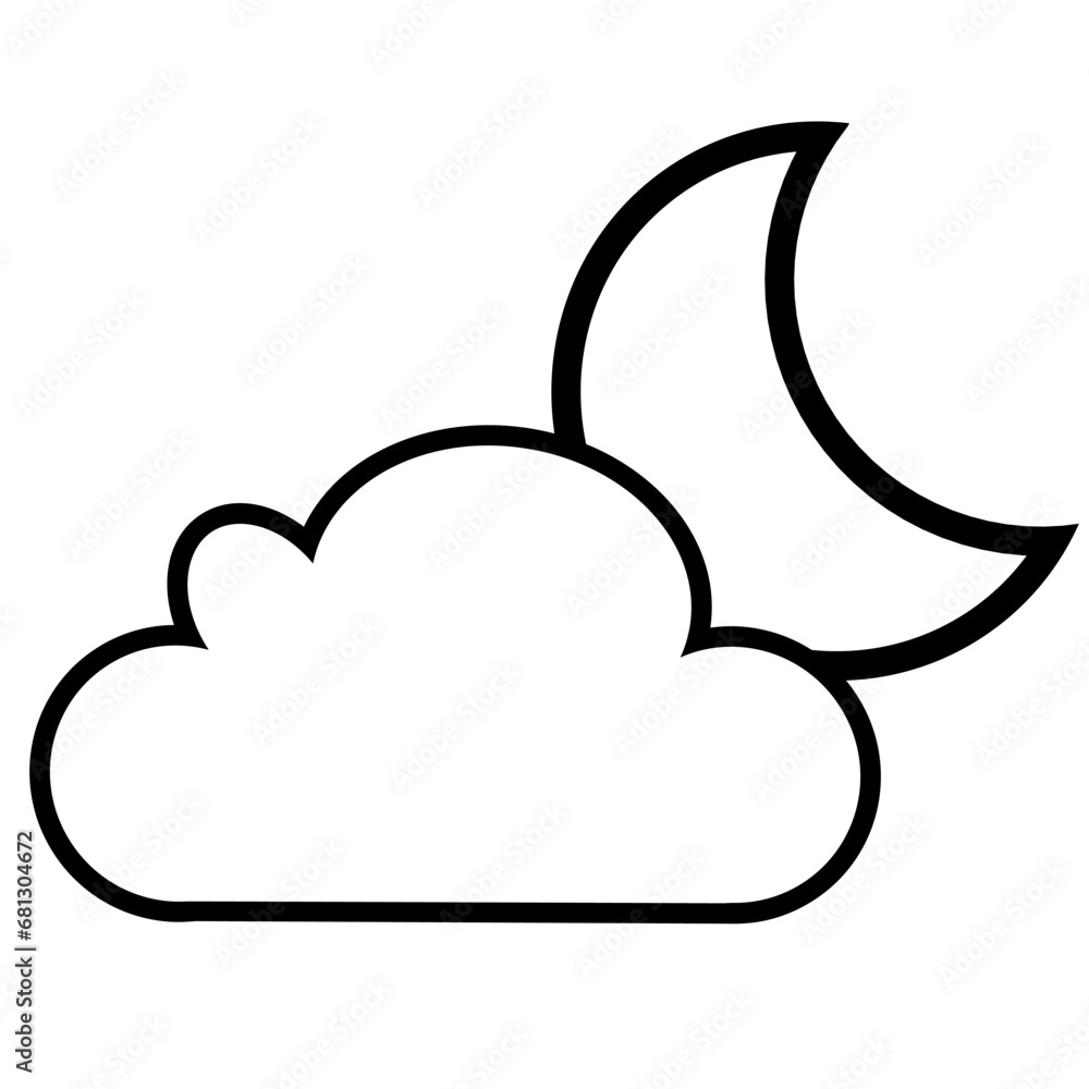 Crescent moon, and white clouds on a white background. suitable for banners, booklets, posters. Vector illustration Crescent moon, and white clouds on a white background. suitable for banners, booklets, posters. Vector illustration