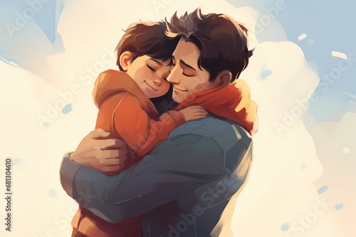 a child is hugging his parent