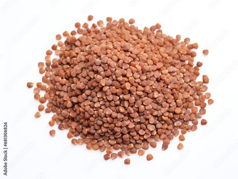 Roasted buckwheat isolated on white. Roasted buckwheat isolated on white.