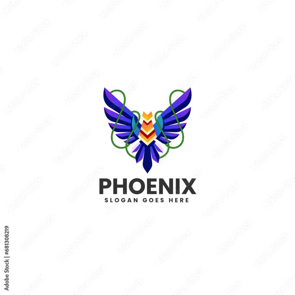 Obraz premium Vector Logo Illustration Phoenix Gradient Colorful Style