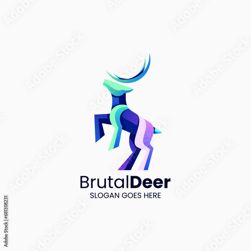Logo Illustration Deer Gradient Colorful Style