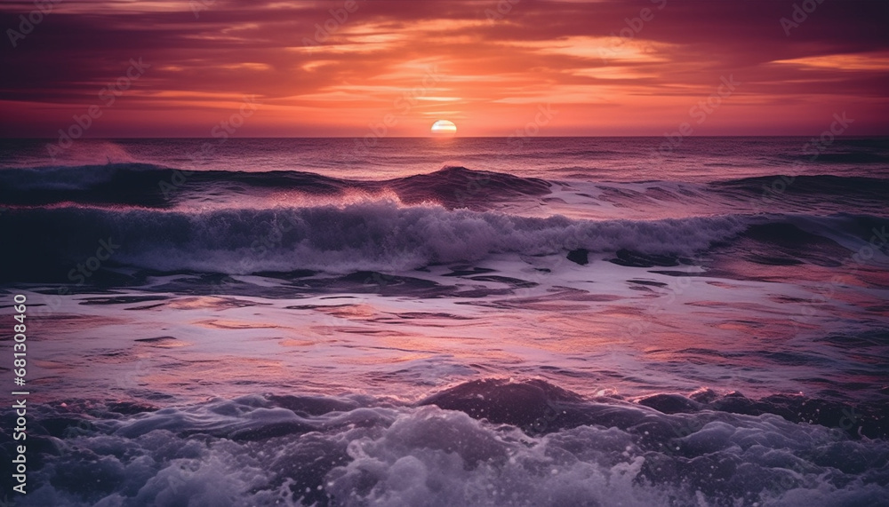 Abstract heaven breaking over tranquil seascape, nature beauty reflected generated by AI Abstract heaven breaking over tranquil seascape, nature beauty reflected generated by AI
