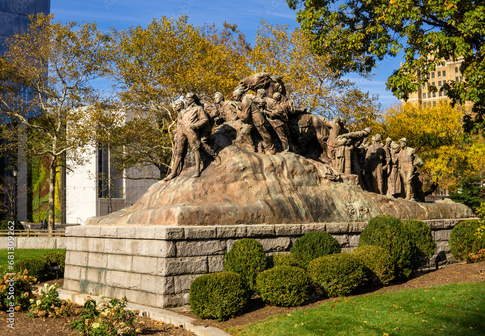 Newark, NJ US Nov 12, 2023 Wars of America, a colossal bronze
