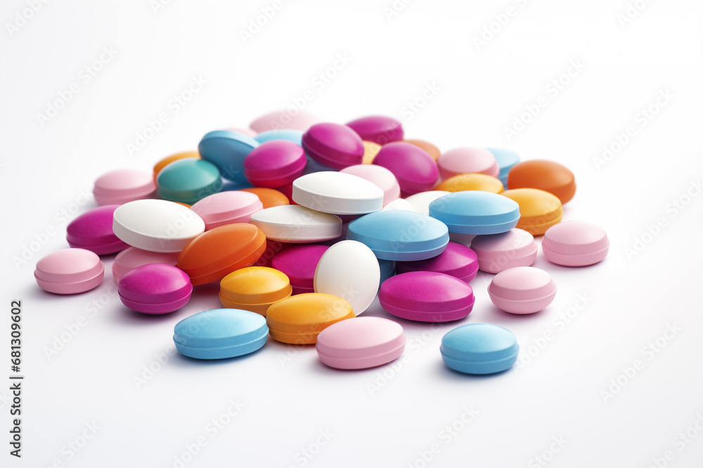 pile of colored antibiotics isolated on white background