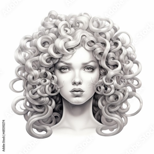 Curly Haired Beauty: A Captivating Portrait of a Woman With Gorgeous, Spiraling Locks