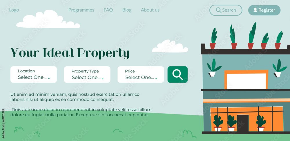 Fototapeta premium Ideal property, real estate agency services web