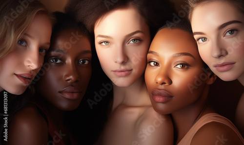 portrait of three women with different skin 