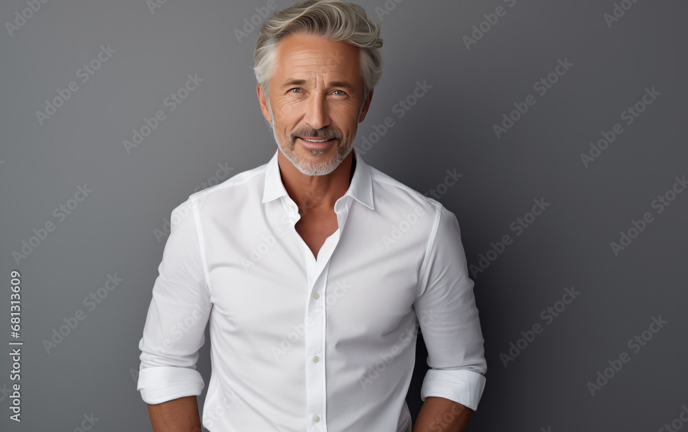 Mature man with a white formal shirt isolated Mature man with a white formal shirt isolated