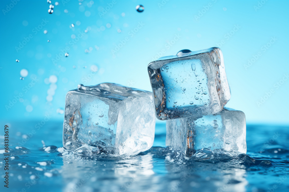 ice cubes on blue background ice cubes on blue background