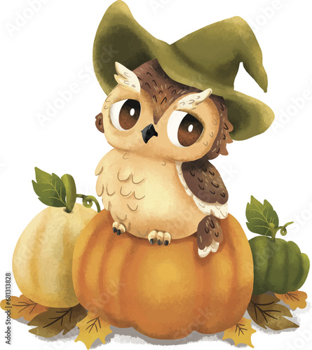 owl with pumpkin