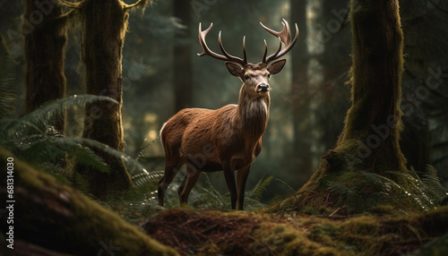 Male stag standing in tranquil autumn meadow, surrounded by wilderness generated by AI © Jeronimo Ramos