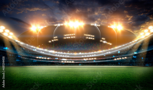 lights at night and stadium 3d render 