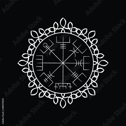 Vegvisir true white outline circle