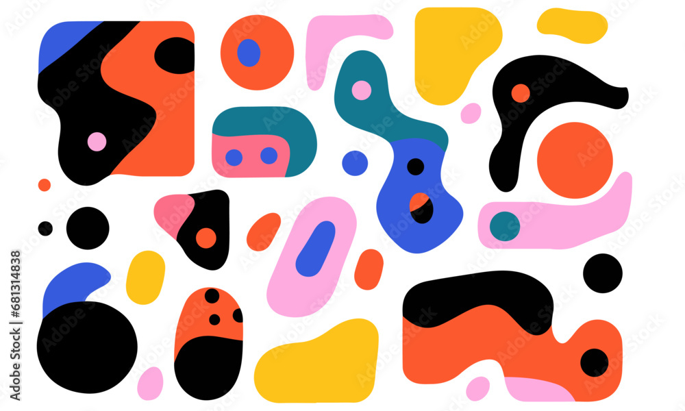 slick shiny abstract shapes, vivid colours, white background slick shiny abstract shapes, vivid colours, white background