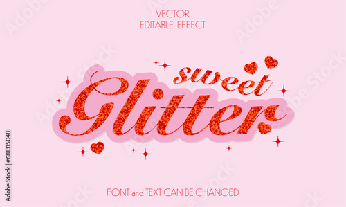 VECTOR editable text effect.  SWEET GLITTER sticker